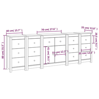 vidaXL Sideboard 230x35x80 cm Solid Wood Pine - Giant Lobelia