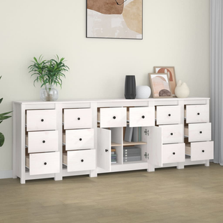 vidaXL Sideboard White 230x35x80 cm Solid Wood Pine - Giant Lobelia