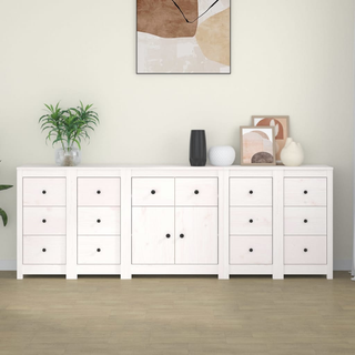 vidaXL Sideboard White 230x35x80 cm Solid Wood Pine - Giant Lobelia