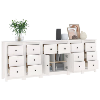 vidaXL Sideboard White 230x35x80 cm Solid Wood Pine - Giant Lobelia