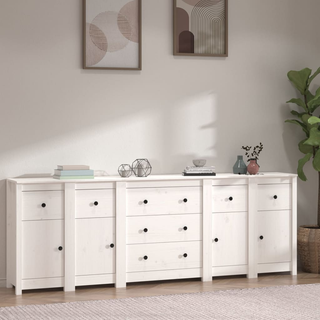 vidaXL Sideboard White 230x35x80 cm Solid Wood Pine - Giant Lobelia