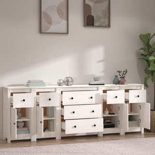 vidaXL Sideboard White 230x35x80 cm Solid Wood Pine - Giant Lobelia