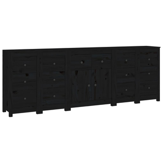 vidaXL Sideboard Black 230x35x80 cm Solid Wood Pine - Giant Lobelia