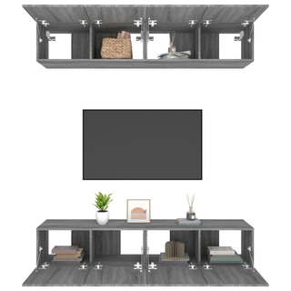 vidaXL TV Cabinets 4 pcs Grey Sonoma 80x30x30 cm Engineered Wood - Giant Lobelia