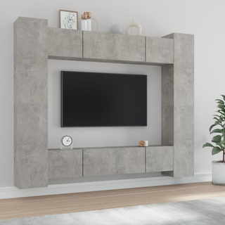 8 Piece TV Cabinet Set Concrete Grey Engineered Woods - Giant Lobelia