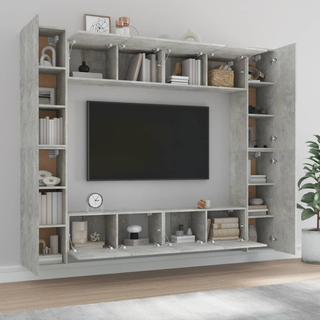 8 Piece TV Cabinet Set Concrete Grey Engineered Woods - Giant Lobelia