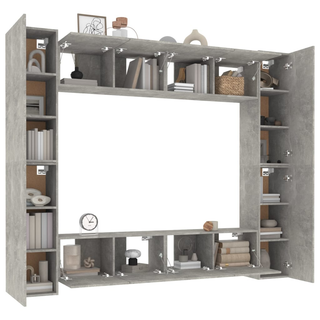 8 Piece TV Cabinet Set Concrete Grey Engineered Woods - Giant Lobelia