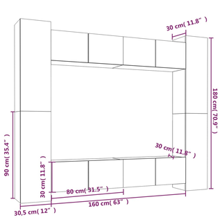 8 Piece TV Cabinet Set Concrete Grey Engineered Woods - Giant Lobelia