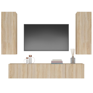 4 Piece TV Cabinet Set Sonoma Oak Engineered Wood - Giant Lobelia