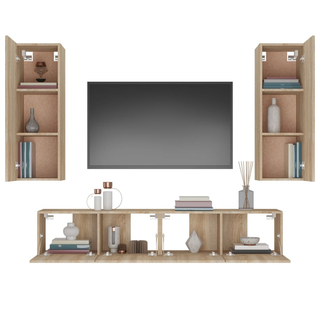 4 Piece TV Cabinet Set Sonoma Oak Engineered Wood - Giant Lobelia