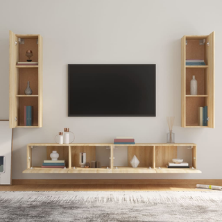 4 Piece TV Cabinet Set Sonoma Oak Engineered Wood - Giant Lobelia