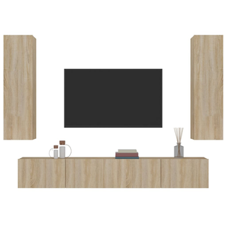 4 Piece TV Cabinet Set Sonoma Oak Engineered Wood - Giant Lobelia