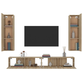 4 Piece TV Cabinet Set Sonoma Oak Engineered Wood - Giant Lobelia