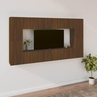 8 Piece TV Cabinet Set Brown Oak Engineered Wood - Giant Lobelia