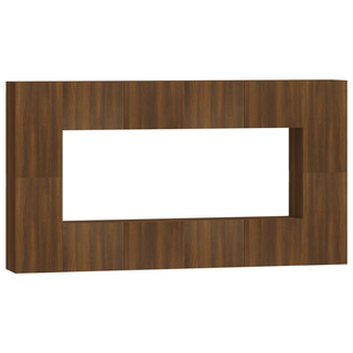 8 Piece TV Cabinet Set Brown Oak Engineered Wood - Giant Lobelia