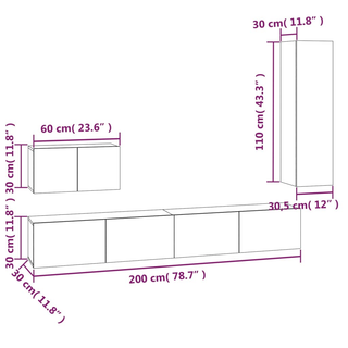 4 Piece TV Cabinet Set White Engineered Wood - Giant Lobelia