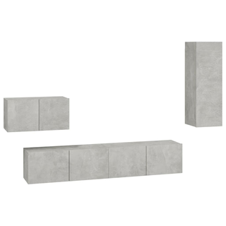 4 Piece TV Cabinet Set Concrete Grey Engineered Wood - Giant Lobelia