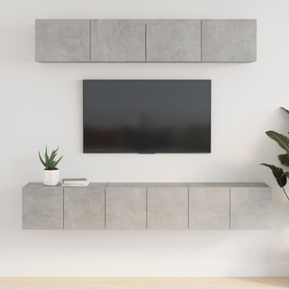 5 Piece TV Cabinet Set Concrete Grey Engineered Wood - Giant Lobelia