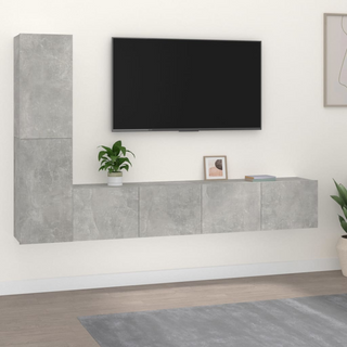 4 Piece TV Cabinet Grey Engineered Wood - Giant Lobelia