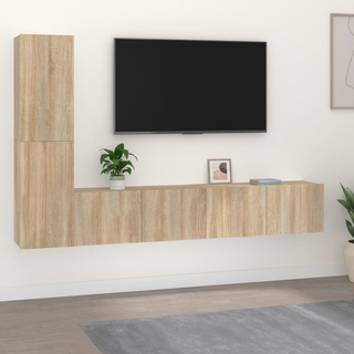 4 Piece TV Cabinet Set Sonoma Oak Engineered Wood - Giant Lobelia