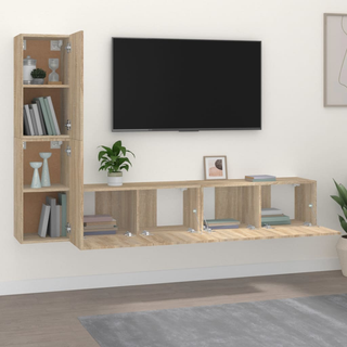 4 Piece TV Cabinet Set Sonoma Oak Engineered Wood - Giant Lobelia