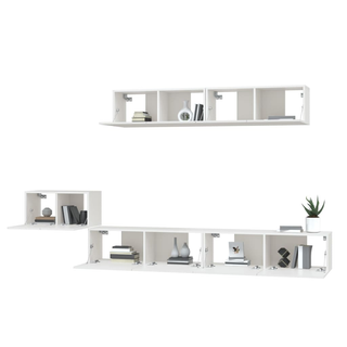 5 Piece TV Cabinet Set White Engineered Wood - Giant Lobelia