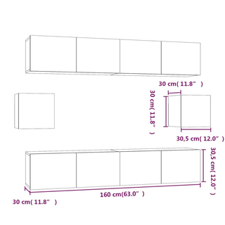 6 Piece TV Cabinet Set Sonoma Oak Engineered Wood - Giant Lobelia