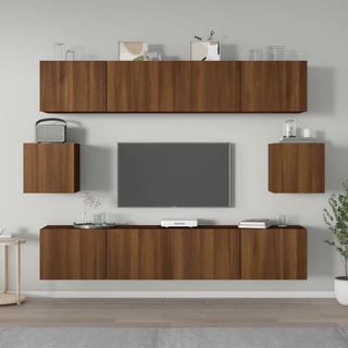 6 Piece TV Cabinet Set Brown Oak Engineered Wood - Giant Lobelia