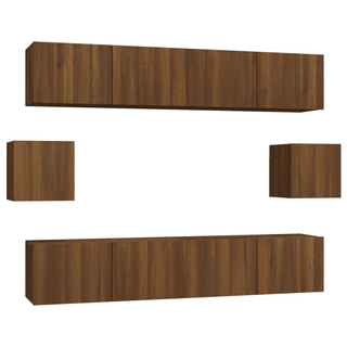 6 Piece TV Cabinet Set Brown Oak Engineered Wood - Giant Lobelia