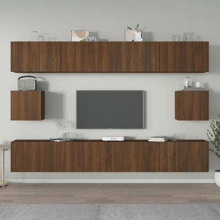 6 Piece TV Cabinet Set Brown Oak Engineered Wood - Giant Lobelia