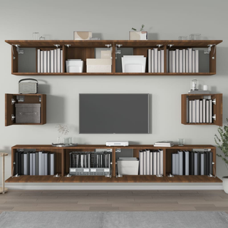 6 Piece TV Cabinet Set Brown Oak Engineered Wood - Giant Lobelia