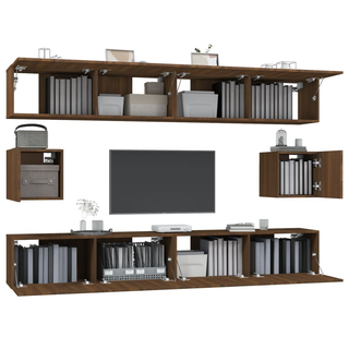 6 Piece TV Cabinet Set Brown Oak Engineered Wood - Giant Lobelia