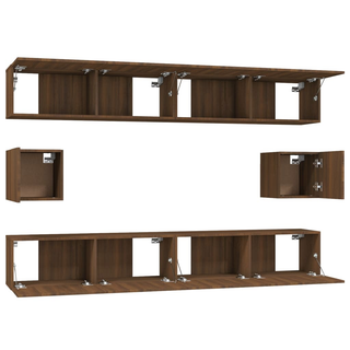 6 Piece TV Cabinet Set Brown Oak Engineered Wood - Giant Lobelia