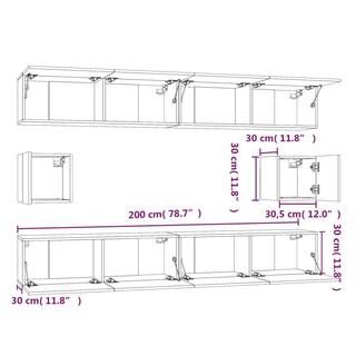 6 Piece TV Cabinet Set Brown Oak Engineered Wood - Giant Lobelia