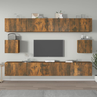 6 Piece TV Cabinet Set Smoked Oak Engineered Wood - Giant Lobelia