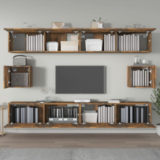 6 Piece TV Cabinet Set Smoked Oak Engineered Wood - Giant Lobelia