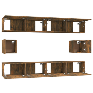 6 Piece TV Cabinet Set Smoked Oak Engineered Wood - Giant Lobelia