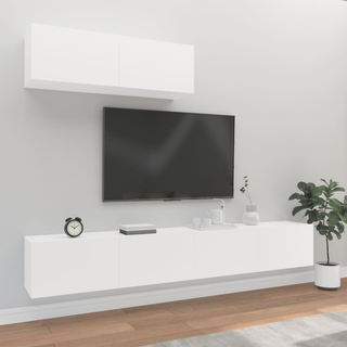 3 Piece TV Cabinet Set White Engineered Wood - Giant Lobelia