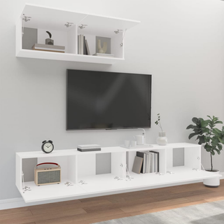 3 Piece TV Cabinet Set White Engineered Wood - Giant Lobelia