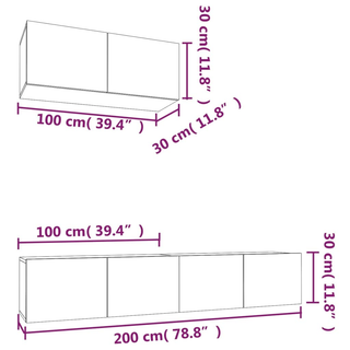 3 Piece TV Cabinet Set White Engineered Wood - Giant Lobelia