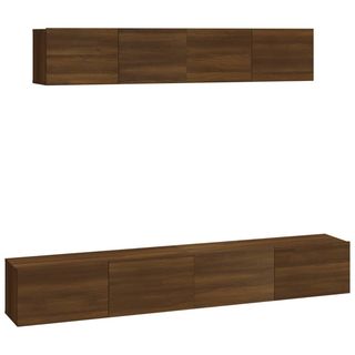 4 Piece TV Cabinet Set Brown Oak Engineered Wood - Giant Lobelia