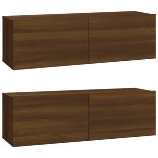 4 Piece TV Cabinet Set Brown Oak Engineered Wood - Giant Lobelia