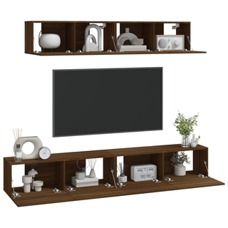 4 Piece TV Cabinet Set Brown Oak Engineered Wood - Giant Lobelia