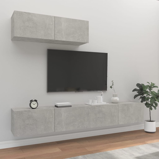 3 Piece TV Cabinet Set Concrete Grey Engineered Wood - Giant Lobelia