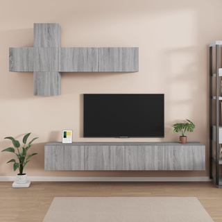 7 Piece TV Cabinet Set Grey Sonoma Engineered Wood - Giant Lobelia