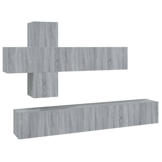 7 Piece TV Cabinet Set Grey Sonoma Engineered Wood - Giant Lobelia