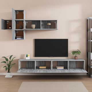 7 Piece TV Cabinet Set Grey Sonoma Engineered Wood - Giant Lobelia