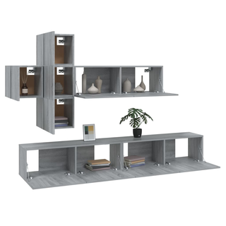 7 Piece TV Cabinet Set Grey Sonoma Engineered Wood - Giant Lobelia