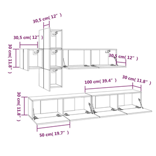 7 Piece TV Cabinet Set Grey Sonoma Engineered Wood - Giant Lobelia