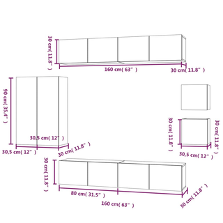 8 Piece TV Cabinet Set Sonoma Oak Engineered Wood - Giant Lobelia